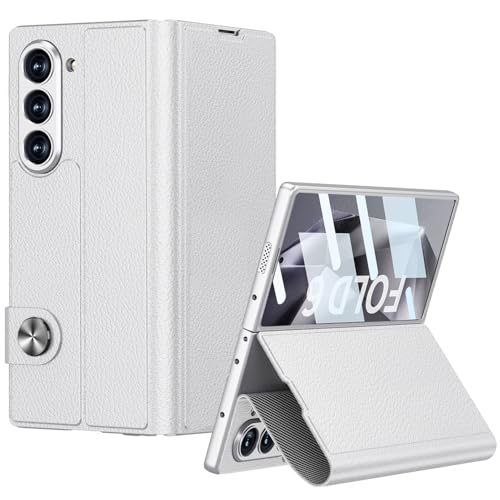 CUBTEM Case for Samsung Galaxy Z Fold 6 with S Pen Slot & Stand, Card Slot, Magnetic Buckle Hinge Cover Protection, Screen Protector, Shockproof Protective Case Mobile Phone Case (02-Silber) von CUBTEM
