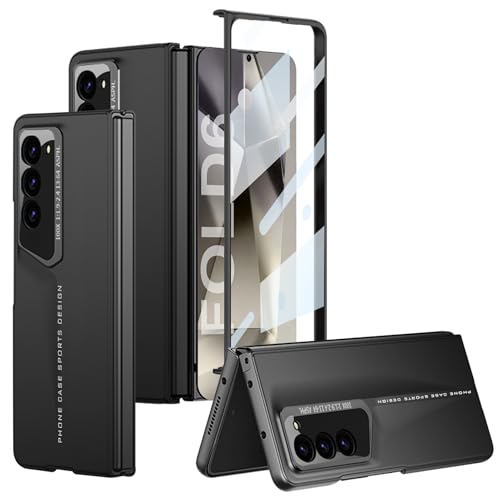 CUBTEM für Samsung Galaxy Z Fold 6 Hülle mit Kartenfach & Kamera-Schiebefenster Schutz, Frontabdeckung Integrierter Bildschirmschutz, Ultradünn und sturzsicher handyhülle (03-Schwarz) von CUBTEM