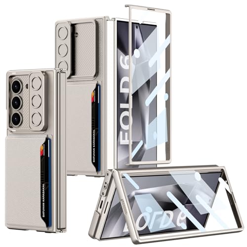 CUBTEM für Samsung Galaxy Z Fold 6 Hülle mit Kartenfach & Kamera-Schiebefenster Schutz, Frontabdeckung Integrierter Bildschirmschutz, Ultradünn und sturzsicher handyhülle von CUBTEM