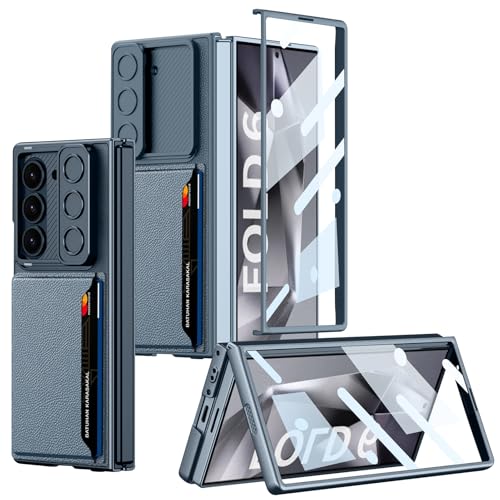 CUBTEM für Samsung Galaxy Z Fold 6 Hülle mit Kartenfach & Kamera-Schiebefenster Schutz, Frontabdeckung Integrierter Bildschirmschutz, Ultradünn und sturzsicher handyhülle, Blau CUBTEM für Samsung Galaxy Z Fold 6 Hülle mit Kartenfach & Kamera-Schiebefenster Schutz, Frontabdeckung Integrierter Bildschirmschutz, Ultradünn und sturzsicher handyhülle, Blau von CUBTEM