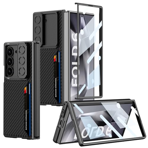 CUBTEM für Samsung Galaxy Z Fold 6 Hülle mit Kartenfach & Kamera-Schiebefenster Schutz, Frontabdeckung Integrierter Bildschirmschutz, Ultradünn und sturzsicher handyhülle, Kohlefaser CUBTEM für Samsung Galaxy Z Fold 6 Hülle mit Kartenfach & Kamera-Schiebefenster Schutz, Frontabdeckung Integrierter Bildschirmschutz, Ultradünn und sturzsicher handyhülle, Kohlefaser von CUBTEM