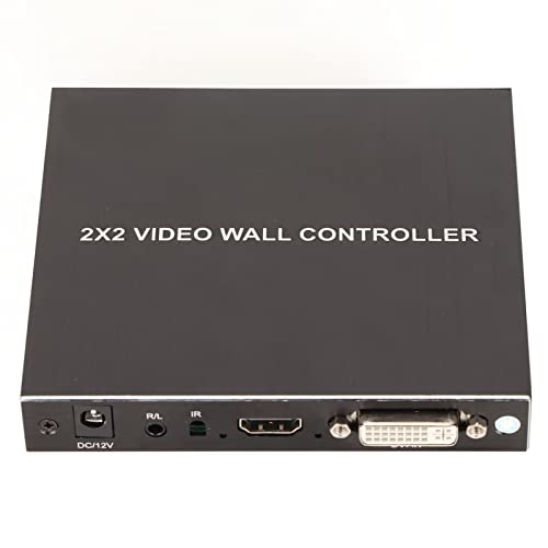 CUEI 4K HDMI-Videowand-Controller, 2x2 1x2 1x3 1x4 2x1 3x1 4x1 4-Kanal-TV-Wand-Controller mit 1080P 60HZ HD-Display, 180-Grad-Drehung, 4 HDMI-Ausgänge, 1 HDMI- und DVI-Eingang für 4 TV-Spleißen(#1) von CUEI