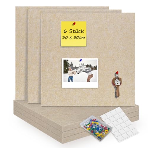 CUHIOY 6 Stück Filz Pinnwand selbstklebend, 12mm dicke Filz-Pinnwände mit Klebepads & 60 Pins, dekorative filzplatten groß für Fotos und Notizen in Zuhause, Büro, Küche, Beige, 30x30cm CUHIOY 6 Stück Filz Pinnwand selbstklebend, 12mm dicke Filz-Pinnwände mit Klebepads & 60 Pins, dekorative filzplatten groß für Fotos und Notizen in Zuhause, Büro, Küche, Beige, 30x30cm von CUHIOY
