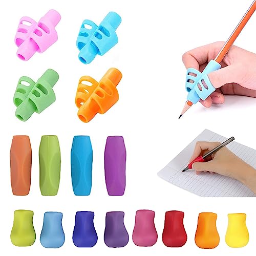 CUHZA Packung mit 12 Bleistiftgriffen für verschiedene Stifte,Korrekte Handschrifthaltung für Kinder,Kindergarten Erwachsene mit besonderen Bedürfnissen Rechte oder Linkshänder (3 Stile) von CUHZA