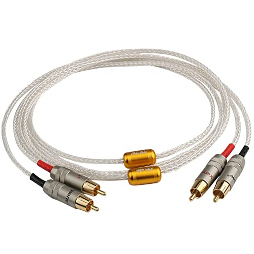 Versilbertes Cinch-Kabel für HiFi-Audio-Systeme, Heimkino, Verstärker, DVD-CD-Player (1 m) von CUICUI EGG