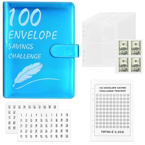 Sparbuch für Geld Challenge 100 Envelope Challenge Binder A5 Fun Way to Save €5,050, 100 Envelope Saving Challenge Geldsparmappe Geldsparen Spar Challenge Geld Sparen Challenge Sparchallenge Budgeting von CUINIUNAID