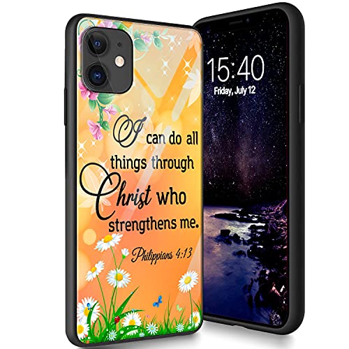 Gehärtetes Glas Hülle Entwickelt für iPhone 12/12 Pro, Weiche TPU Silikon Hülle [Kratzfest] Kompatibel mit Apple iPhone 12/12 Pro 6.1 Zoll (2020), Philippiens 4:13 von CUISHAN