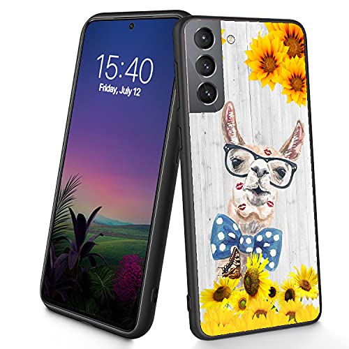 Kompatibel mit Galaxy S21 FE Hülle, schlanke, weiche TPU-Silikon-Schutzhülle, stoßfest, rutschfest, für Samsung Galaxy S21 FE 6,4 Zoll (2021), (Sonnenblumen-Alpaka) von CUISHAN