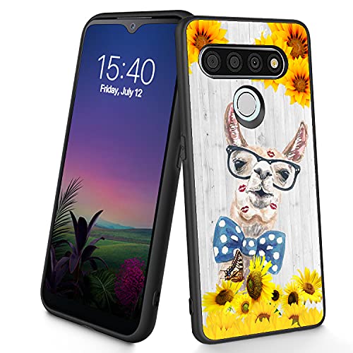 Kompatibel mit LG K51/Q51, dünne, weiche TPU-Silikon-Schutzhülle, stoßfest, rutschfest, für LG K51/Q51 6,5 Zoll (2020), (Sonnenblumen-Alpaka) von CUISHAN