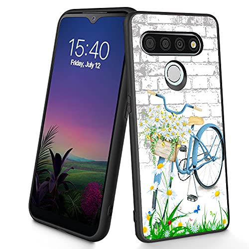 Kompatibel mit LG K51/Q51 Hülle, dünne, weiche TPU-Silikon-Schutzhülle, stoßfest, rutschfest, für LG K51/Q51 6,5 Zoll (2020), (Blumenfahrrad) von CUISHAN
