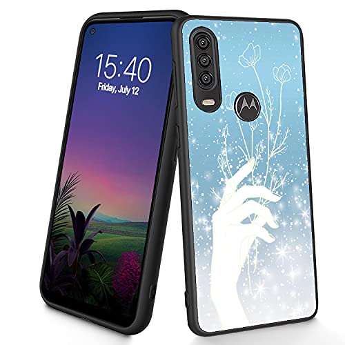 Kompatibel mit Moto One Vision/P40, dünne, weiche TPU-Silikon-Schutzhülle, stoßfest, rutschfest, für Motorola Moto P40 15,7 cm (6,2 Zoll), Handblumen) von CUISHAN
