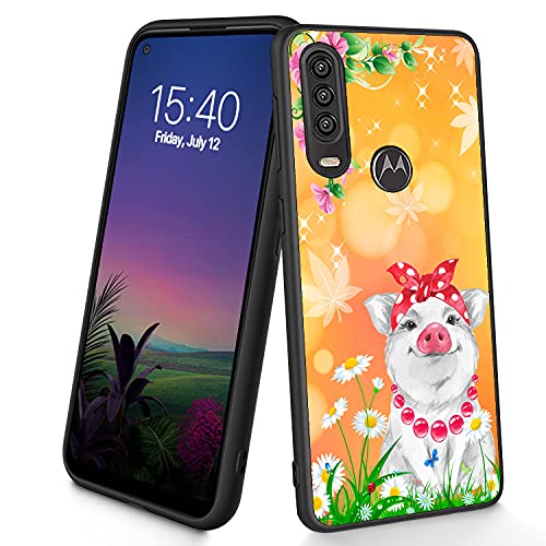 Kompatibel mit Moto One Vision/P40, dünne, weiche TPU-Silikon-Schutzhülle, stoßfest, rutschfest, für Motorola Moto P40 15,7 cm (6,2 Zoll), süßes Schweinchen) von CUISHAN