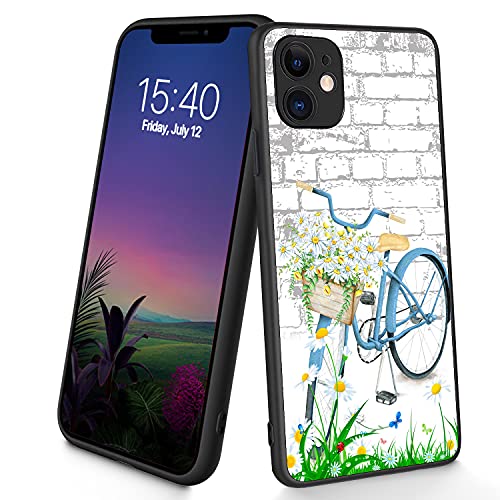 Kompatibel mit iPhone 12 Mini, dünne, weiche TPU-Silikon-Schutzhülle, stoßfest, rutschfest, für Apple iPhone 12 Mini 5,4 Zoll (2020), (Blumenfahrrad) von CUISHAN