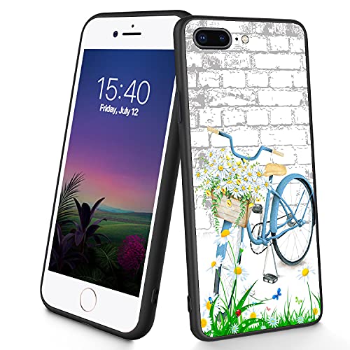 Kompatibel mit iPhone 8 Plus/7 Plus, dünne, weiche TPU-Silikon-Schutzhülle, stoßfest, rutschfest, für Apple iPhone 8 Plus/7 Plus, 14 cm (5,5 Zoll), Blumenfahrrad) von CUISHAN