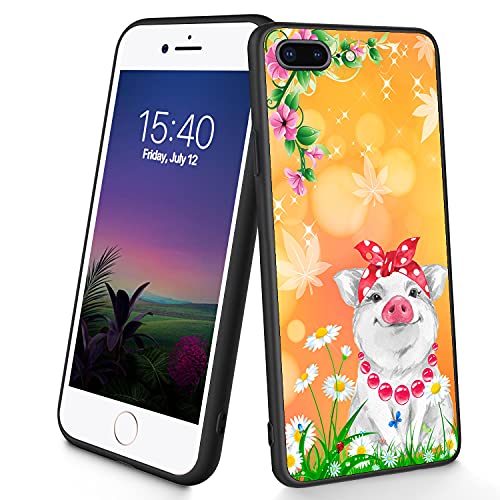 Kompatibel mit iPhone 8 Plus/7 Plus, dünne, weiche TPU-Silikon-Schutzhülle, stoßfest, rutschfest, für Apple iPhone 8 Plus/7 Plus, 14 cm (5,5 Zoll), süßes Schweinchen) von CUISHAN