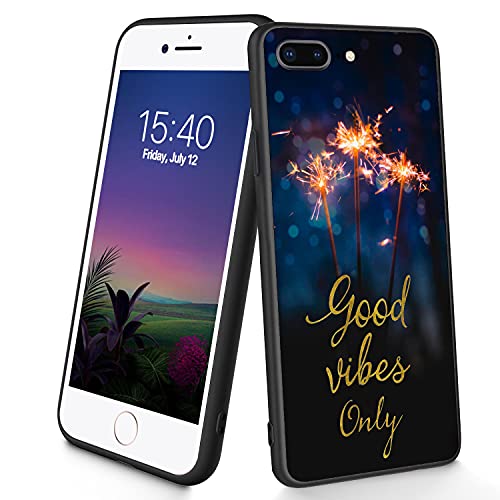 Kompatibel mit iPhone 8 Plus/7 Plus, dünne, weiche TPU-Silikon-Schutzhülle, stoßfest, rutschfest, für Apple iPhone 8 Plus/7 Plus 5,5 Zoll (14 cm) (nur Good Vibes) von CUISHAN