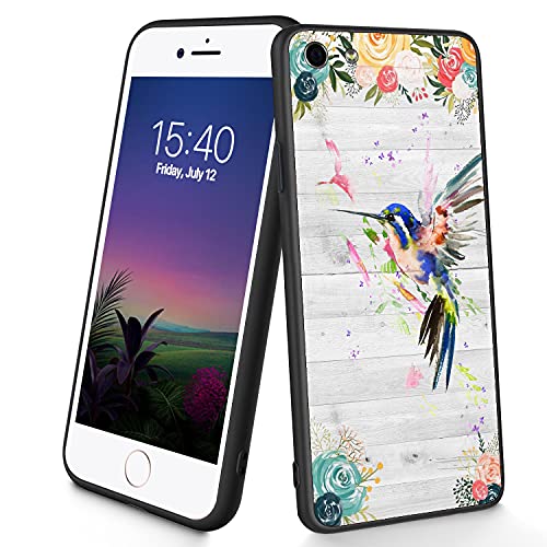 Kompatibel mit iPhone SE 2020/7/8, dünne, weiche TPU-Silikon-Schutzhülle, stoßfest, rutschfest, Schutzhülle für Apple iPhone SE 2020/7/8, 11,9 cm (4,7 Zoll), Blumenkolibri von CUISHAN