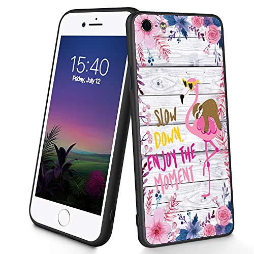 Kompatibel mit iPhone SE 2020/7/8, dünne, weiche TPU-Silikon-Schutzhülle, stoßfest, rutschfest, Schutzhülle für Apple iPhone SE 2020/7/8, 11,9 cm (4,7 Zoll) (Sloth und Flamingo) von CUISHAN