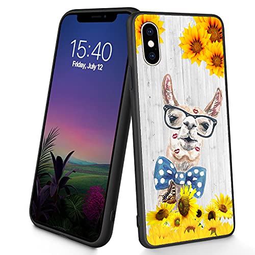 Kompatibel mit iPhone X/XS, dünne, weiche TPU-Silikon-Schutzhülle, stoßfest, rutschfest, für Apple iPhone X/XS 5,8 Zoll (2018), (Sonnenblumen-Alpaka) von CUISHAN