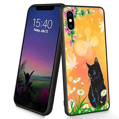 Kompatibel mit iPhone Xs Max, dünne, weiche TPU-Silikon-Schutzhülle, stoßfest, rutschfest, für Apple iPhone Xs Max 6,5 Zoll (2018), (schwarze Katze) von CUISHAN