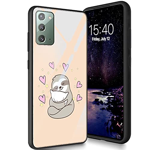Schutzhülle aus gehärtetem Glas, entworfen für Galaxy Note 20, weiches Silikon-TPU-Stoßdämpfer, kratzfest, kompatibel mit Samsung Galaxy Note 20 17 cm (6,7 Zoll) 2020, süßes Faultier von CUISHAN