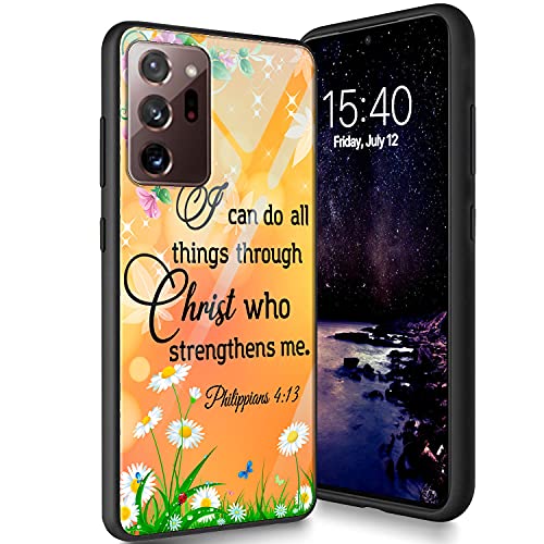 Schutzhülle aus gehärtetem Glas, entworfen für Galaxy Note 20 Ultra, weiches Silikon, TPU-Stoßdämpfer, kratzfest, kompatibel mit Samsung Galaxy Note 20 Ultra 17,5 cm (6,9 Zoll), Philipper 4:13 von CUISHAN