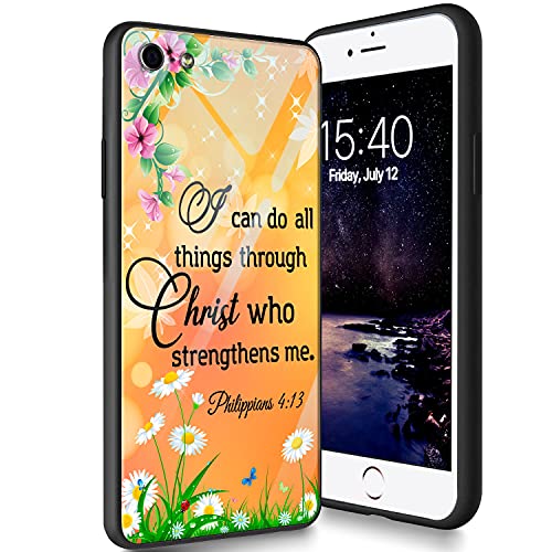 Schutzhülle aus gehärtetem Glas, entworfen für iPhone 7/8/SE 2020, weiches Silikon-TPU-Stoßdämpfer, kratzfest, kompatibel mit Apple iPhone 7/8/SE 2020, 11,9 cm (4,7 Zoll), Philipper 4:13 von CUISHAN