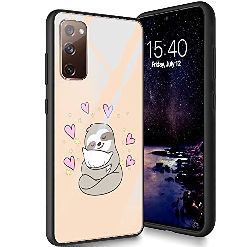 Schutzhülle aus gehärtetem Glas für Galaxy S20 FE 5G, weiches Silikon, TPU-Stoßdämpfer, kratzfest, kompatibel mit Samsung Galaxy S20 FE 5G 6,5 Zoll (2020), süßes Faultier von CUISHAN