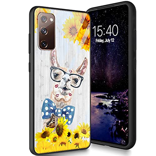 Schutzhülle aus gehärtetem Glas für Galaxy S20 Plus, weiches Silikon, TPU-Stoßdämpfer, kratzfest, kompatibel mit Samsung Galaxy S20 Plus 6,7 Zoll (2020), Sonnenblumen-Alpaka von CUISHAN