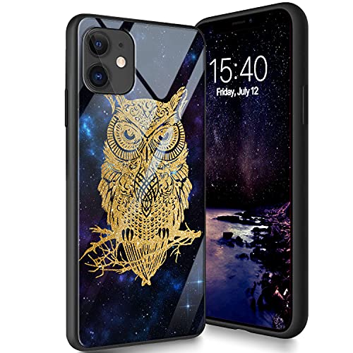 Schutzhülle aus gehärtetem Glas für iPhone 12/12 Pro, weiches Silikon, TPU-Stoßdämpfer, kratzfest, kompatibel mit Apple iPhone 12/12 Pro 6,1 Zoll (2020), Sterneneule von CUISHAN