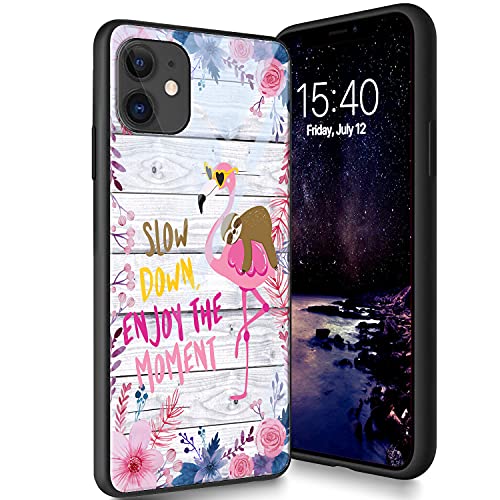 Schutzhülle aus gehärtetem Glas für iPhone 12 Mini, weiches Silikon, TPU-Stoßdämpfer, kratzfest, kompatibel mit Apple iPhone 12 Mini 5,4 Zoll (2020), Faultier und Flamingo von CUISHAN