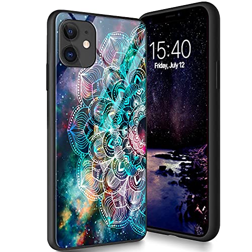 Schutzhülle aus gehärtetem Glas für iPhone 12 Mini, weiches Silikon, TPU-Stoßdämpfer, kratzfest, kompatibel mit Apple iPhone 12 Mini 5,4 Zoll (2020), iPhone Mandala von CUISHAN