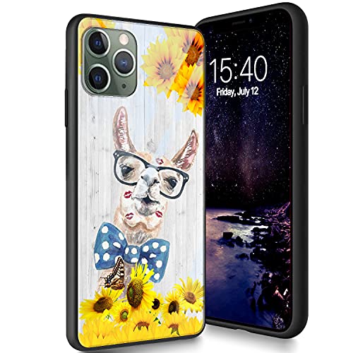 Schutzhülle aus gehärtetem Glas für iPhone 13 Pro, weiches Silikon, TPU-Stoßdämpfer, kratzfest, kompatibel mit Apple iPhone 13 Pro 6,1 Zoll (2021), Sonnenblumen-Alpaka von CUISHAN