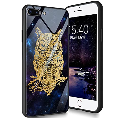 Schutzhülle aus gehärtetem Glas für iPhone 8 Plus/7 Plus, weiches Silikon, TPU-Stoßdämpfer, kratzfest, kompatibel mit Apple iPhone 8 Plus/7 Plus, 14 cm (5,5 Zoll), Sterneneule von CUISHAN