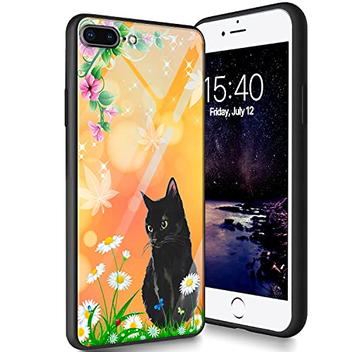 Schutzhülle aus gehärtetem Glas für iPhone 8 Plus/7 Plus, weiches Silikon, TPU-Stoßdämpfer, kratzfest, kompatibel mit Apple iPhone 8 Plus/7 Plus 5,5 Zoll, schwarze Katze Schutzhülle aus gehärtetem Glas für iPhone 8 Plus/7 Plus, weiches Silikon, TPU-Stoßdämpfer, kratzfest, kompatibel mit Apple iPhone 8 Plus/7 Plus 5,5 Zoll, schwarze Katze von CUISHAN