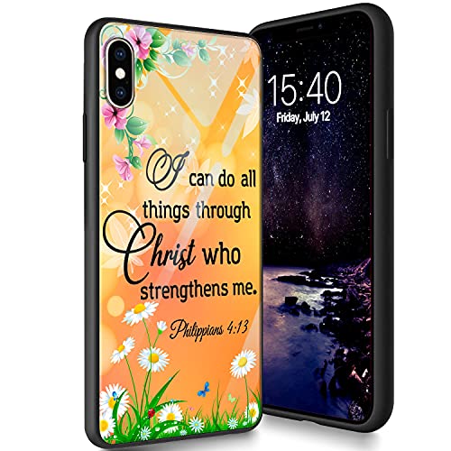 Schutzhülle aus gehärtetem Glas für iPhone X/XS, weiches Silikon, TPU-Stoßdämpfer, kratzfest, kompatibel mit Apple iPhone X/XS 5,8 Zoll, Philipper 4:13 Schutzhülle aus gehärtetem Glas für iPhone X/XS, weiches Silikon, TPU-Stoßdämpfer, kratzfest, kompatibel mit Apple iPhone X/XS 5,8 Zoll, Philipper 4:13 von CUISHAN