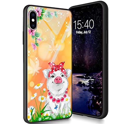 Schutzhülle aus gehärtetem Glas für iPhone X/XS, weiches Silikon, TPU-Stoßdämpfer, kratzfest, kompatibel mit Apple iPhone X/XS 5,8 Zoll, süßes Schwein Schutzhülle aus gehärtetem Glas für iPhone X/XS, weiches Silikon, TPU-Stoßdämpfer, kratzfest, kompatibel mit Apple iPhone X/XS 5,8 Zoll, süßes Schwein von CUISHAN