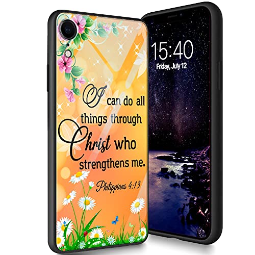 Schutzhülle aus gehärtetem Glas für iPhone XR, weiches Silikon, TPU-Stoßdämpfer, kratzfest, kompatibel mit Apple iPhone XR 6,1 Zoll (2018), Philipper 4:13 von CUISHAN