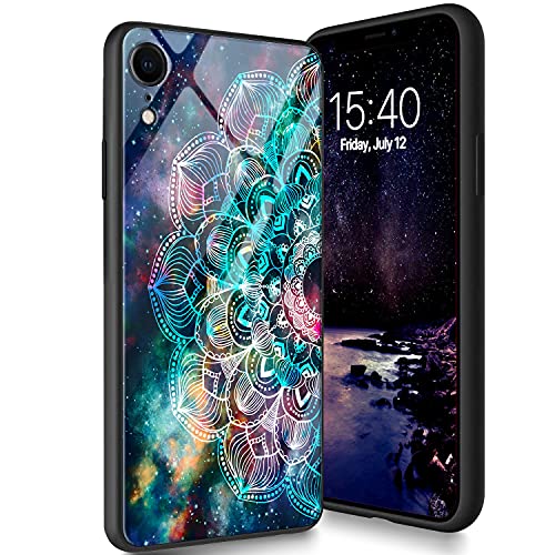 Schutzhülle aus gehärtetem Glas für iPhone XR, weiches Silikon, TPU-Stoßdämpfer, kratzfest, kompatibel mit Apple iPhone XR 6,1 Zoll (2018), iPhone Mandala von CUISHAN