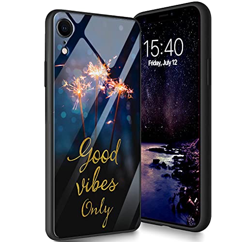Schutzhülle aus gehärtetem Glas für iPhone XR, weiches Silikon-TPU-Stoßdämpfer, kratzfest, kompatibel mit Apple iPhone XR 6,1 Zoll (2018), nur gute Laune von CUISHAN