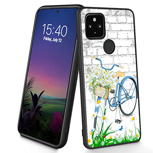 Schutzhülle für Google Pixel 4A 4G, dünn, weiches TPU-Silikon, stoßfest, rutschfest, für Google Pixel 4A 4G, 14,7 cm (5,8 Zoll), Blumenfahrrad) von CUISHAN
