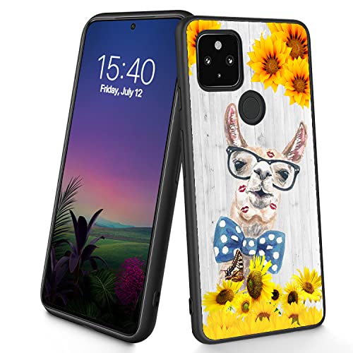 Schutzhülle für Google Pixel 5, 15,2 cm (6 Zoll), dünn, weiches TPU-Silikon, stoßfest, rutschfest, Sonnenblumen-Alpaka von CUISHAN