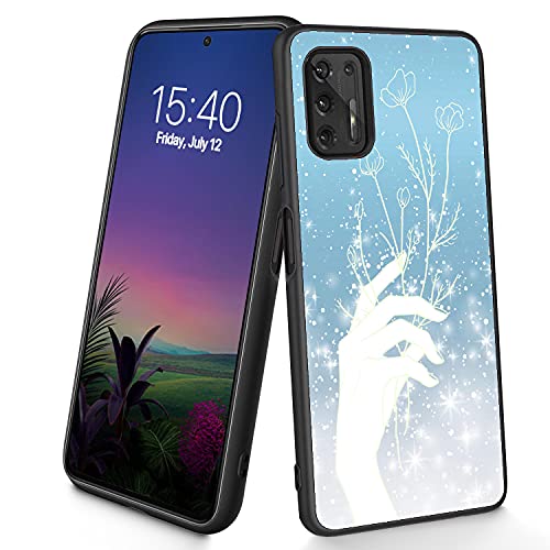 Schutzhülle für Motorola Moto G Stylus 17,3 cm (6,8 Zoll) (2021), dünn, weiches TPU-Silikon, stoßfest, rutschfest, Handblumen, kompatibel mit Moto G Stylus von CUISHAN