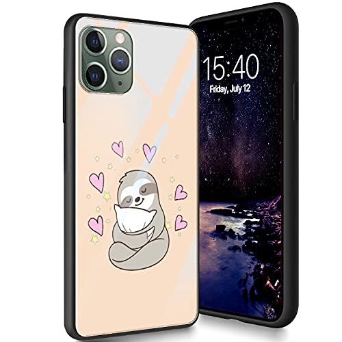 iPhone 13 Hülle Gehärtetes Glas Entwickelt für iPhone 13 Weiche TPU Silikon Hülle [Kratzfest] Kompatibel mit Apple iPhone 13 6,1 Zoll (2021) Niedliches Faultier von CUISHAN