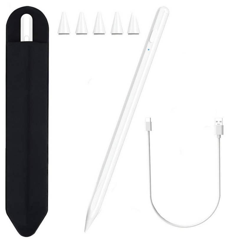 CULTZEN Eingabestift Tablet iPad 2018-2023 Stylus Pen 5 Ersatzspitzen Mäppchen Etui (Neigungsempfindlich Magnetisches Pen Kompatibel mit iPad iPad Pro iPad Mini iPad Air, 7-St., Schnelle Aufladung Palm Rejection Smart Touch Switch) Smart Touch Switch, Einfacher Spitzenwechsel, 10 Stunden Nutzung von CULTZEN