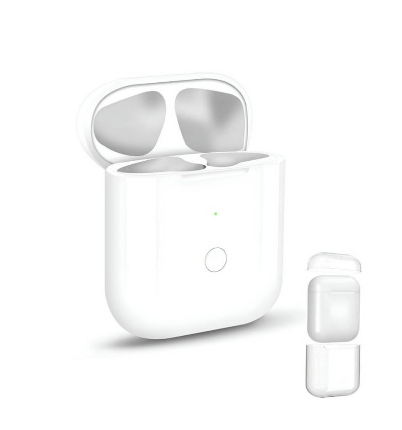CULTZEN Kabellose Ersatz Ladecase für AirPods 1 & 2 mit MagSafe Funktion Batterie-Ladegerät (Bluetooth-Kopfhörer LED-Anzeige & Schutz, 2-tlg., Ladecase mit Silikonhülle) von CULTZEN