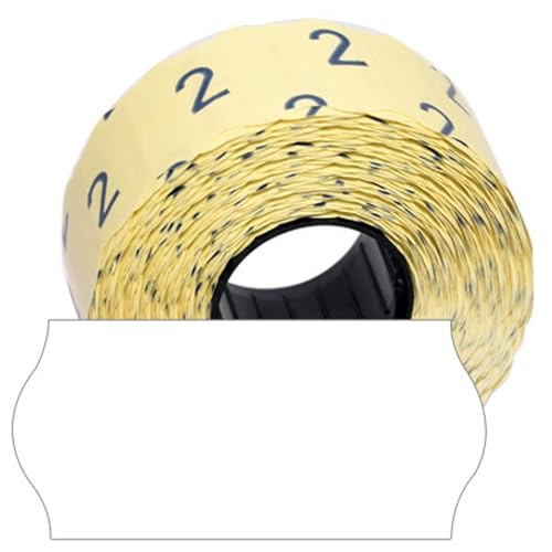CUNU - 54.000 Preisetiketten "permanent" 26x12mm (Wellenrand Weiß) Etiketten für Preise & Datum selbstklebend - Mit Preisauszeichner kompatibel: contact, Meto, Sato, Blitz, Etimark, Jolly, Open, Smart von CUNU