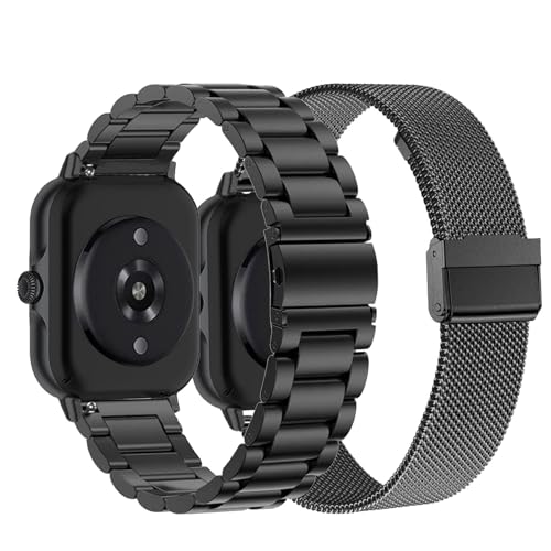 CUNUJIX 2 Stück Ersatz für Amazfit Active 2/GTR Mini/GTS 4 Mini/GTS 4/GTS 3/GTS 2 Mini/GTS 2e/GTS 2/GTS Armband, Metall Masche Edelstahl Uhrenarmband Ersatzband für Amazfit Bip/Bip U Pro/Bip 3 Pro von CUNUJIX