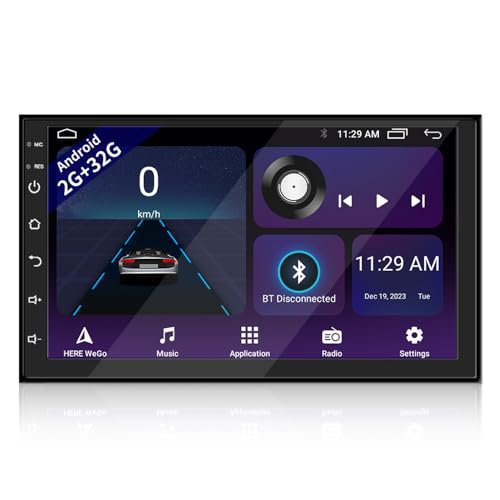 2 DIN Autoradio, 7 Zoll 1080P HD Touchscreen Car Radio mit Bluetooth, Android Autoradio mit navi, FM Radio, Mirrorlink, WiFi, 2 USB Anschlüsse von CUQI