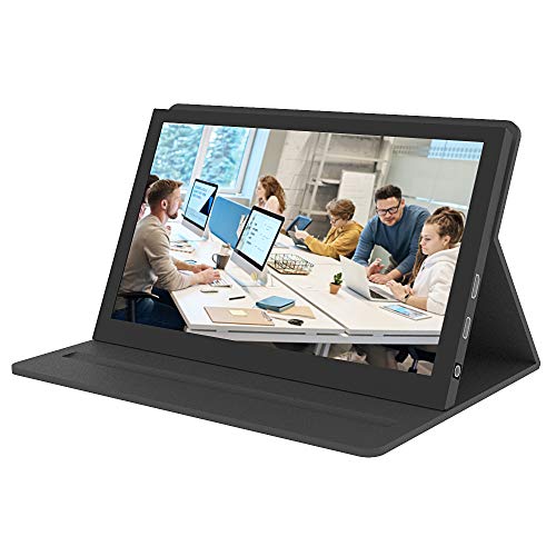 CUQI 7 Zoll IPS-Touchscreen für Raspberry Pi 4, 1024 x 600 kapazitiver Monitor, tragbares Display mit Helligkeit, verstellbare Lederhülle für Raspberry Pi 5/4B/3B+/Laptop/Win OS Gerät von CUQI